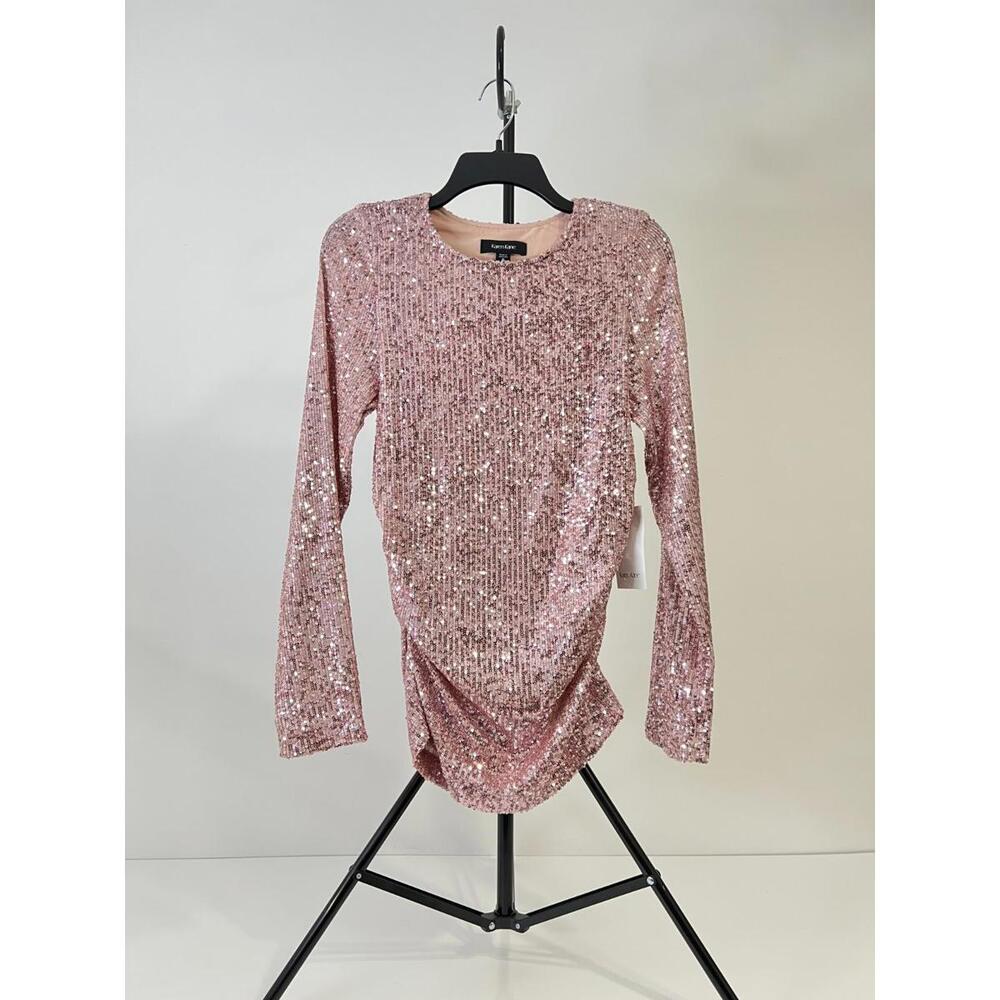 Karen Kane Side Shirred Sequin Women's Top, Pink, Size M